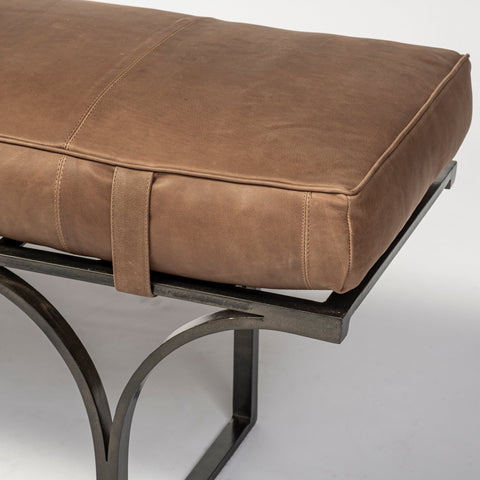 Jessie Brown Leather Bench-2