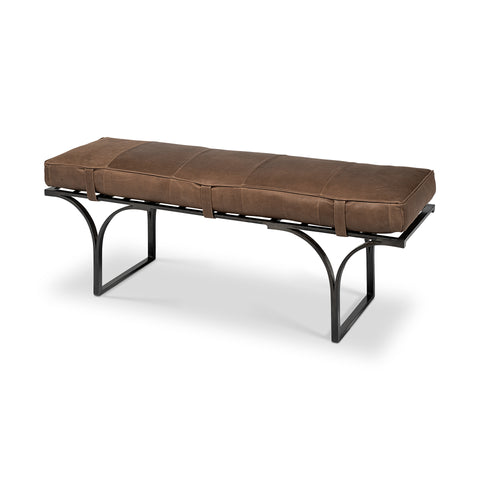 Jessie Brown Leather Bench