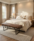 Jessie Brown Leather Bench 