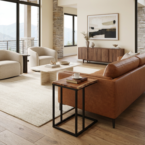 Jivin Natural Solid Acacia Wood End Table