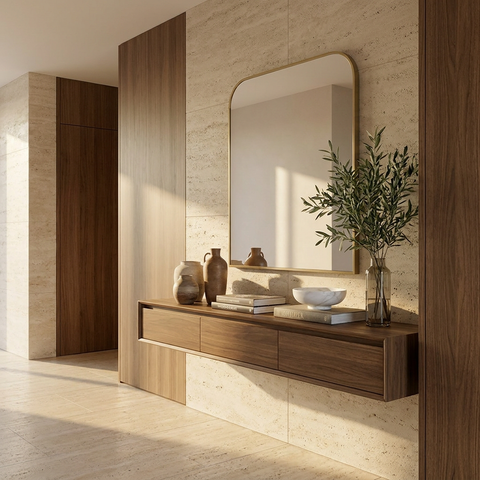 Joan arch brass wall mirror