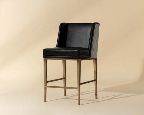 Joplin Black Modern Leather Counter Stool-1