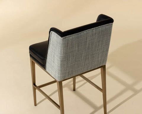 Joplin Black Modern Leather Counter Stool-2