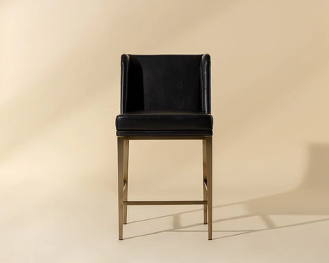 Joplin Black Modern Leather Counter Stool-3