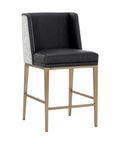 Joplin Black Modern Leather Counter Stool-4