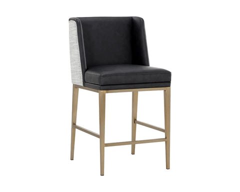 Joplin Black Modern Leather Counter Stool-4