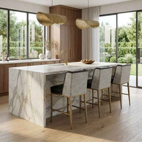 Joplin Black Modern Leather Counter Stool