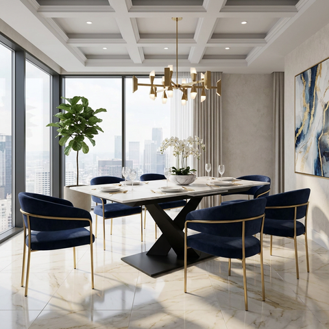 Julius White Extendable Sintered Stone Dining Table