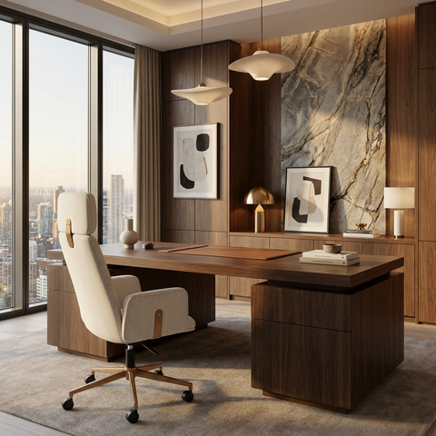 Kalev Chacha Cream Fabric Swivel Office Chair 