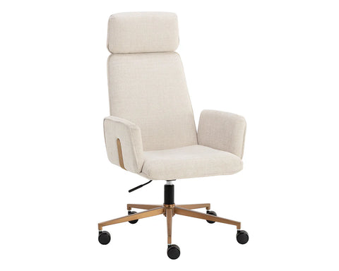 Kalev Chacha Cream Fabric Swivel Office Chair -1
