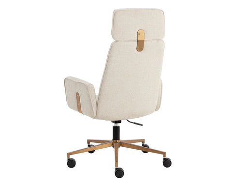 Kalev Chacha Cream Fabric Swivel Office Chair -4