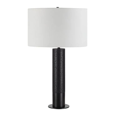 Kampen Matte Black Travertine Table Lamp -1