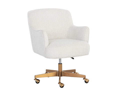 Karina Copenhagen White Boucle Swivel Office Chair-1