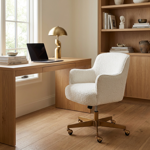 Karina Copenhagen White Boucle Swivel Office Chair
