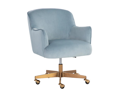 Karina Cornflower Blue Fabric Swivel Office Chair-1