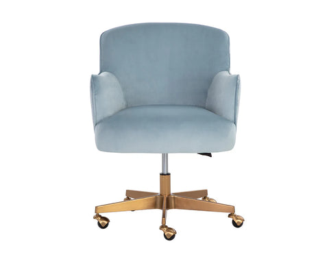 Karina Cornflower Blue Fabric Swivel Office Chair-2