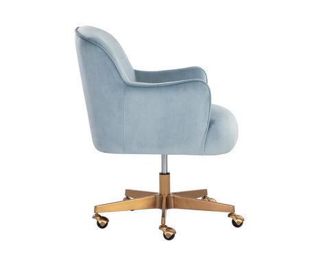 Karina Cornflower Blue Fabric Swivel Office Chair-3