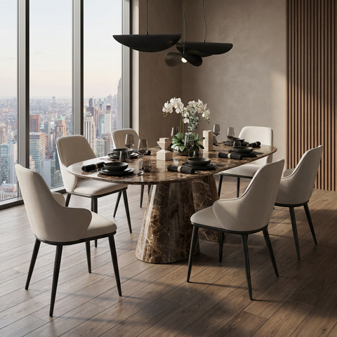 Kash Beige Fabric Dining Chairs - Set of 2