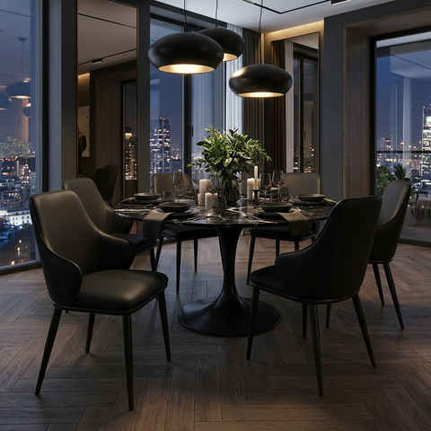 Kash Black Faux Leather Dining Chairs - Set of 2