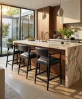 Keagan Charcoal Modern Leather Counter Stool 