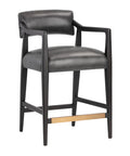 Keagan Charcoal Modern Leather Counter Stool -1