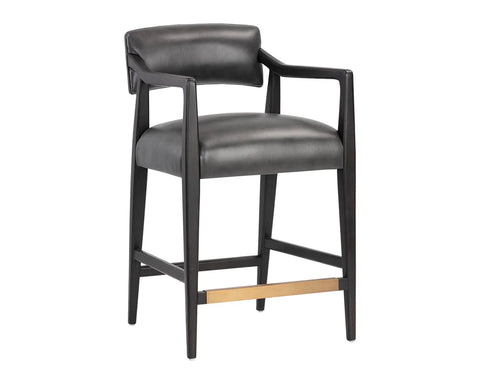 Keagan Charcoal Modern Leather Counter Stool -1