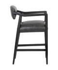 Keagan Charcoal Modern Leather Counter Stool -2