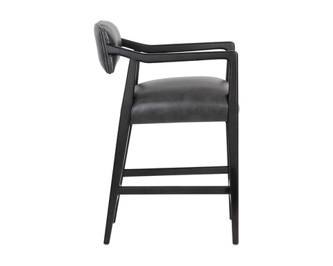 Keagan Charcoal Modern Leather Counter Stool -2