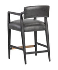Keagan Charcoal Modern Leather Counter Stool -3