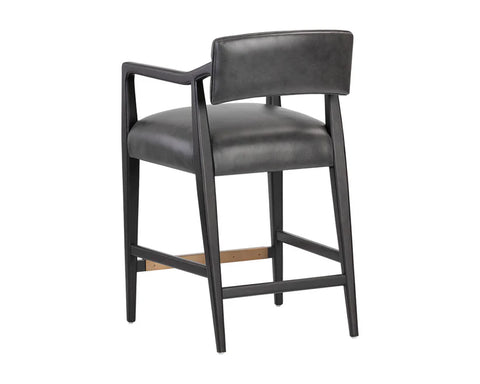 Keagan Charcoal Modern Leather Counter Stool -3