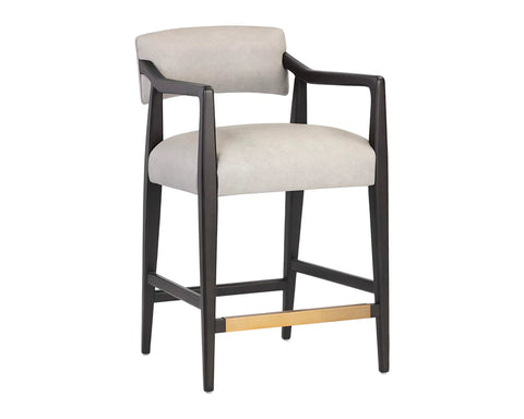 Keagan Light Grey Modern Leather Counter Stool-1