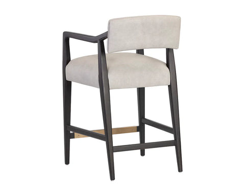 Keagan Light Grey Modern Leather Counter Stool-3