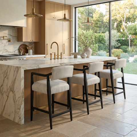 Keagan Light Grey Modern Leather Counter Stool