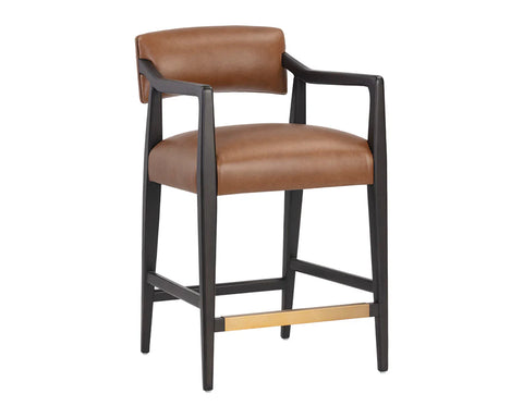 Keagan Tobacco Modern Leather Counter Stool-1