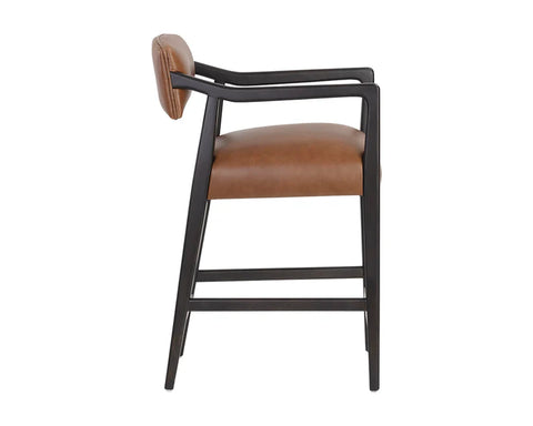 Keagan Tobacco Modern Leather Counter Stool-2