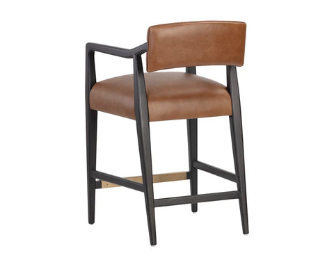 Keagan Tobacco Modern Leather Counter Stool-3