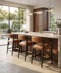 Keagan Tobacco Modern Leather Counter Stool