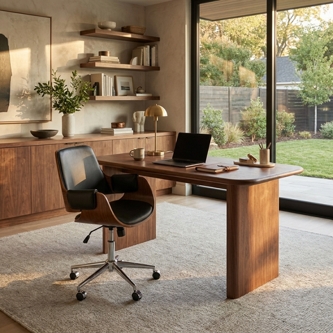 Kellan Onyx Faux Leather Swivel Office Chair
