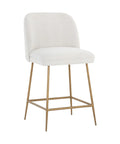 Kelty White Modern Boucle Counter Stool-1