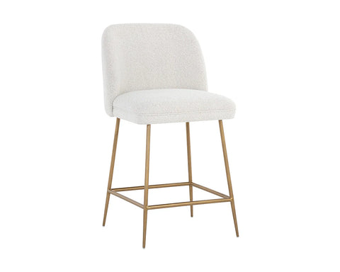 Kelty White Modern Boucle Counter Stool-1