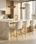 Kelty White Modern Boucle Counter Stool