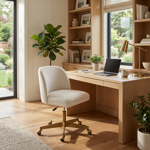 Kenna Belfast Oatmeal Fabric Swivel Office Chair 