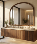 Kindra Walnut Wood Modern Wall Mirror 