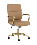 Kleo Tan Faux Leather Office Chair-1