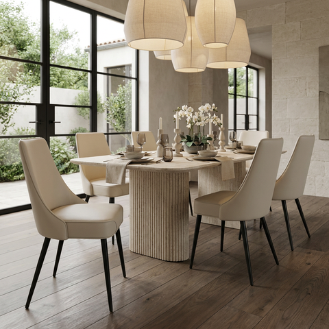 Koda Beige Faux Leather Dining Chairs - Set of 2