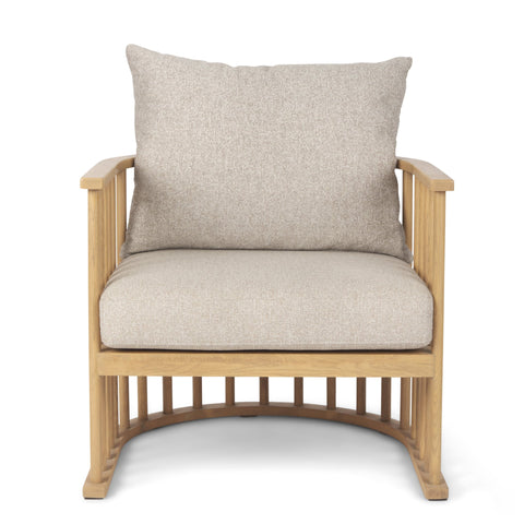 Kopari Beige Tweed Fabric & Light Brown Wood Accent Chair-2