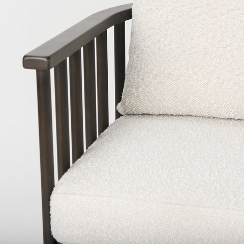 Kopari White Boucle & Dark Brown Wood Accent Chair-2