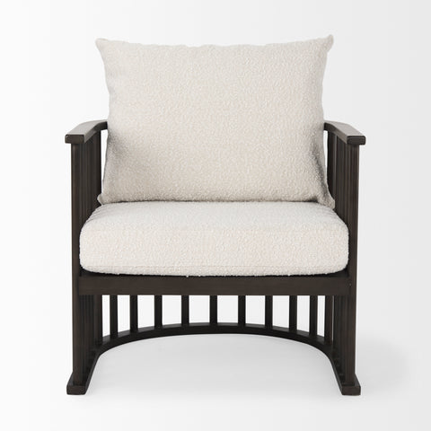 Kopari White Boucle & Dark Brown Wood Accent Chair-3