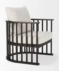 Kopari White Boucle & Dark Brown Wood Accent Chair-7