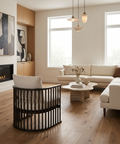 Kopari White Boucle & Dark Brown Wood Accent Chair